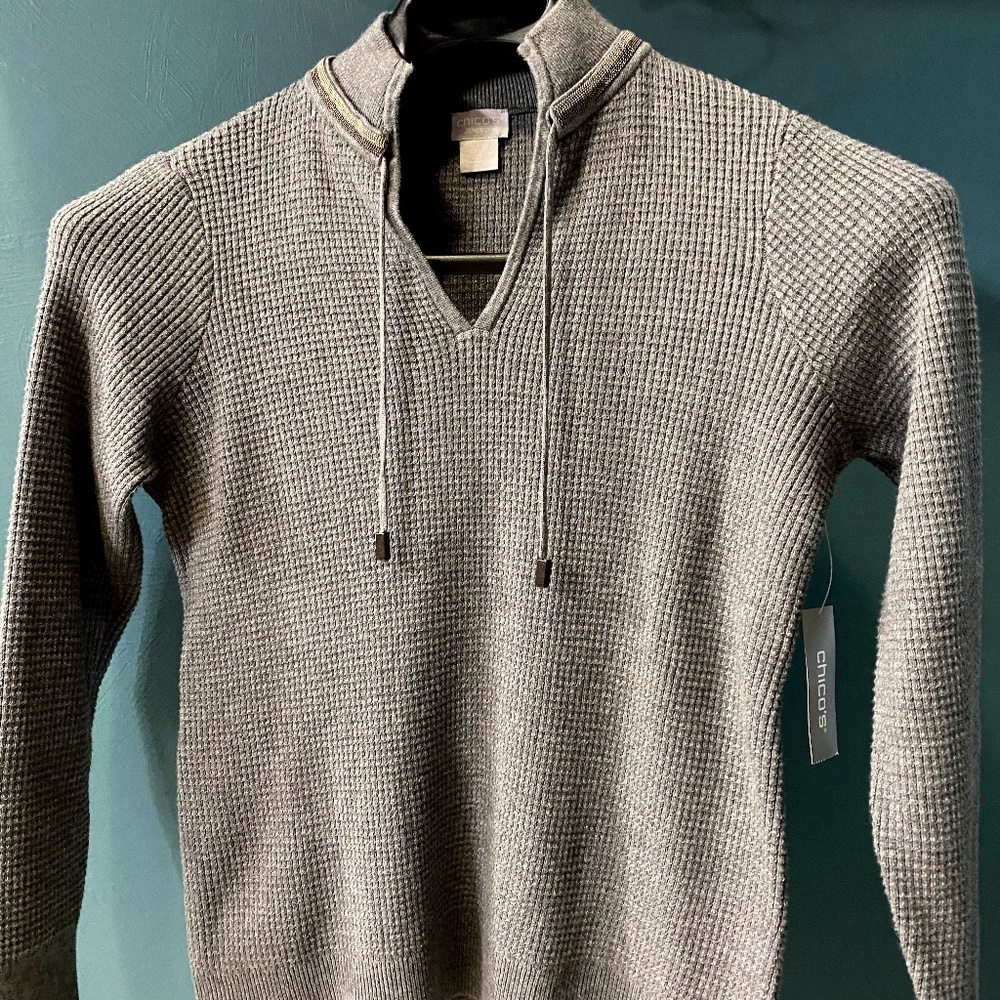 Chico’s gray Waffle Knit Sweater